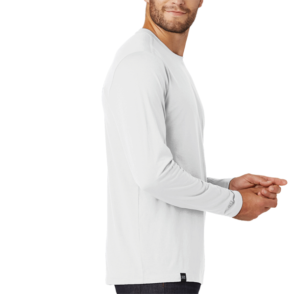 New Era Heritage Blend Long Sleeve Crew Tee, White, Right Sleeve view