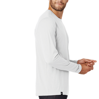New Era Heritage Blend Long Sleeve Crew Tee, White, Right Sleeve view