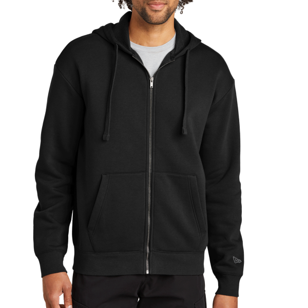 New Era Heritage Fleece Full Zip Hoodie, Black, Front view