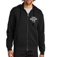 New Era Heritage Fleece Full Zip Hoodie, Black, Front view, Mockup