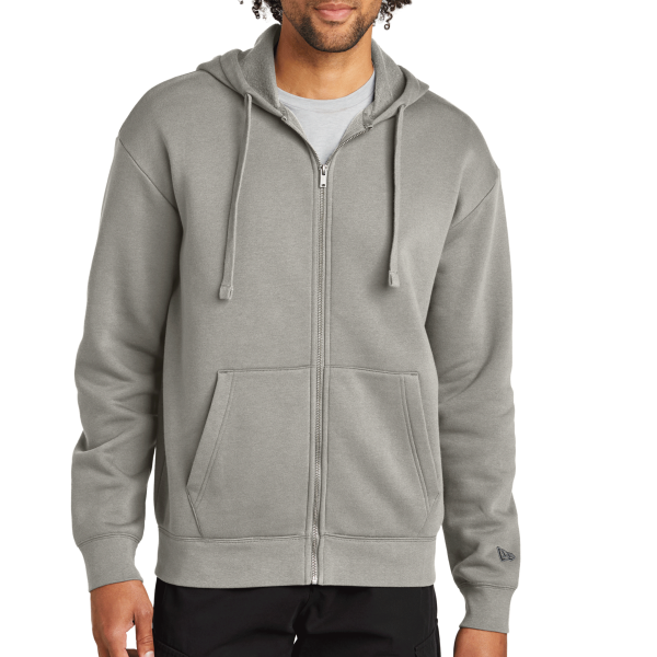 New Era Heritage Fleece Full Zip Hoodie, Rainstorm Grey, Front view