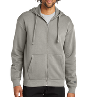 New Era Heritage Fleece Full Zip Hoodie, Rainstorm Grey, Front view