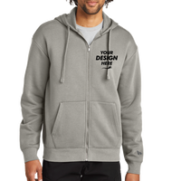 New Era Heritage Fleece Full Zip Hoodie, Rainstorm Grey, Front view, Mockup