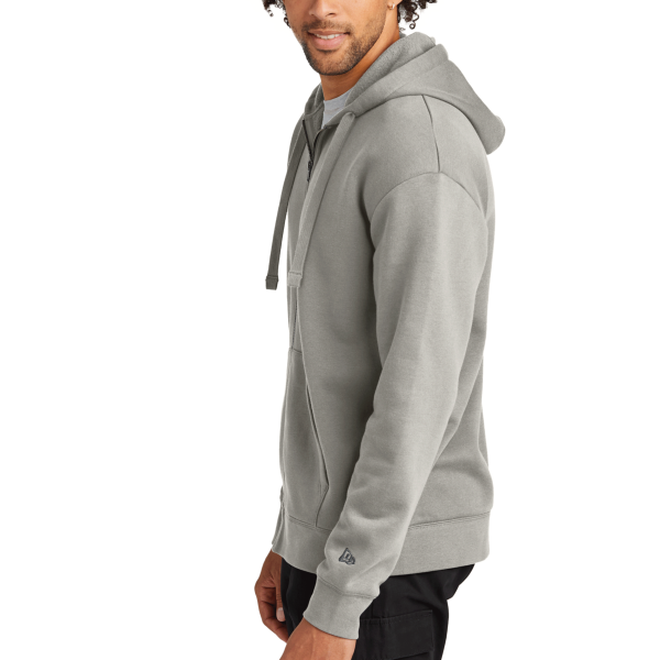 New Era Heritage Fleece Full Zip Hoodie, Rainstorm Grey, Left Sleeve view