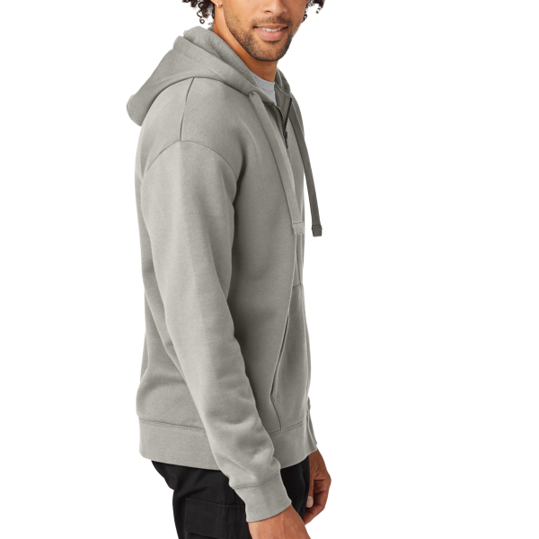 New Era Heritage Fleece Full Zip Hoodie, Rainstorm Grey, Right Sleeve view