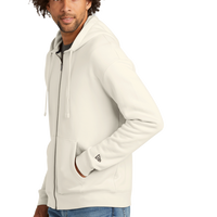 New Era Heritage Fleece Full Zip Hoodie, Soft Beige, Left Sleeve view
