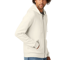 New Era Heritage Fleece Full Zip Hoodie, Soft Beige, Right Sleeve view