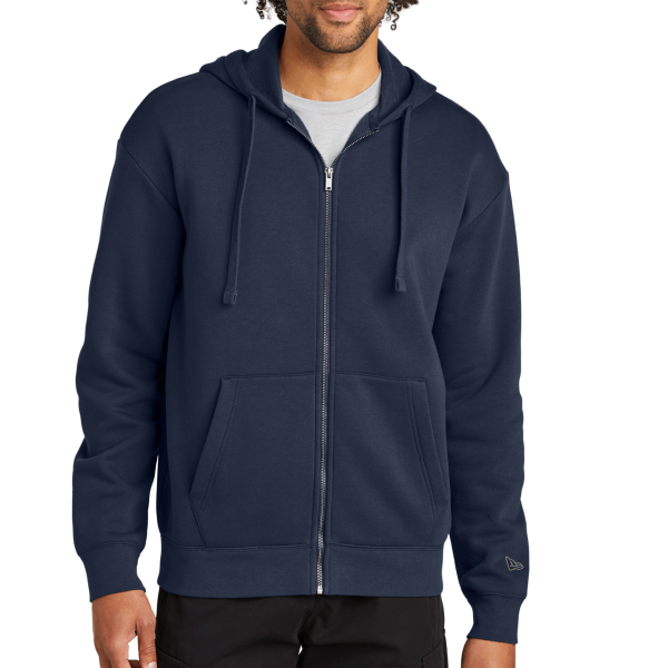 New Era Heritage Fleece Full Zip Hoodie, True Navy, Front view