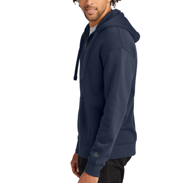 New Era Heritage Fleece Full Zip Hoodie, True Navy, Left Sleeve view