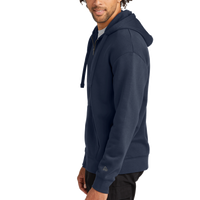 New Era Heritage Fleece Full Zip Hoodie, True Navy, Left Sleeve view