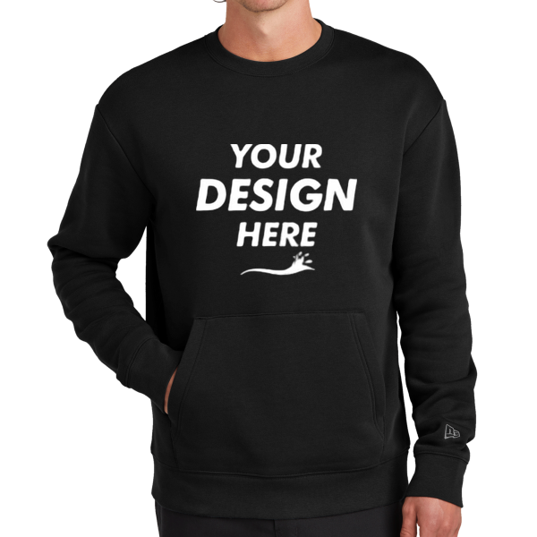 New Era Heritage Fleece Pocket Crew, Black, Front view, Mockup