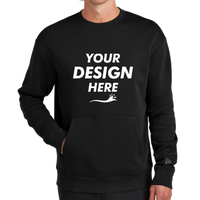 New Era Heritage Fleece Pocket Crew, Black, Front view, Mockup