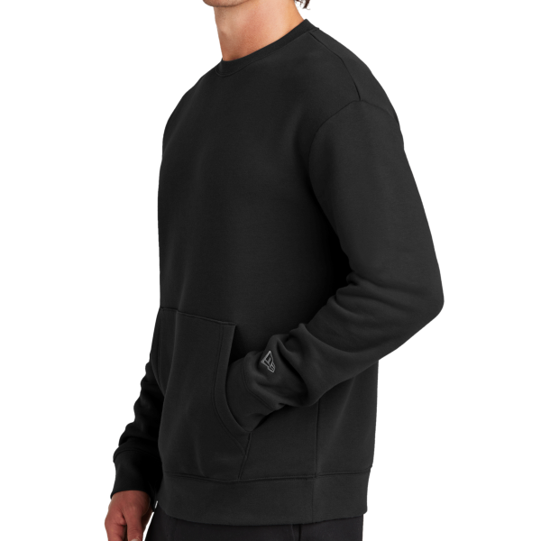New Era Heritage Fleece Pocket Crew, Black, Left Sleeve view