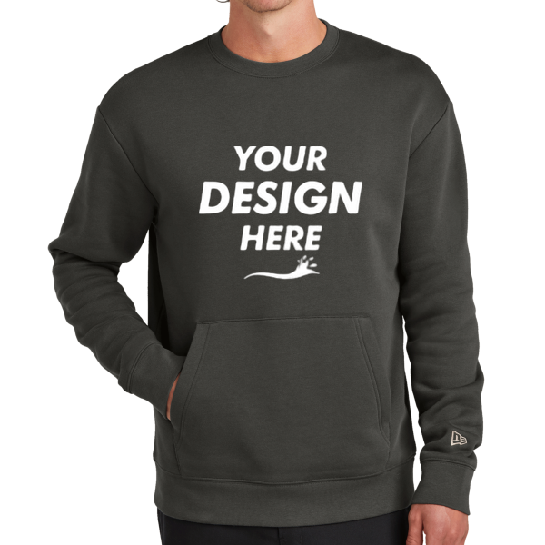 New Era Heritage Fleece Pocket Crew, Graphite, Front view, Mockup