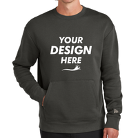New Era Heritage Fleece Pocket Crew, Graphite, Front view, Mockup
