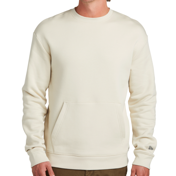 New Era Heritage Fleece Pocket Crew, Soft Beige, Front view