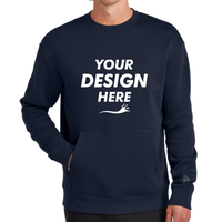 New Era Heritage Fleece Pocket Crew, True Navy, Front view, Mockup