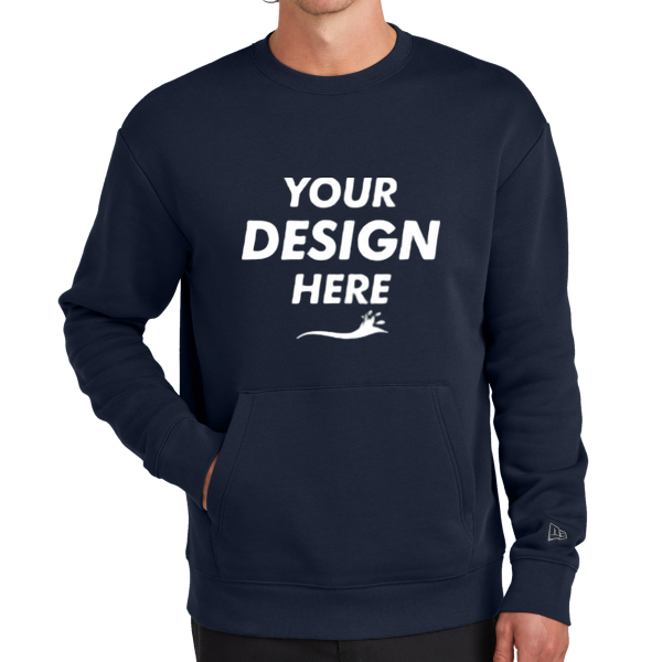New Era Heritage Fleece Pocket Crew, True Navy, Front view, Mockup