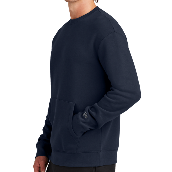 New Era Heritage Fleece Pocket Crew, True Navy, Left Sleeve view