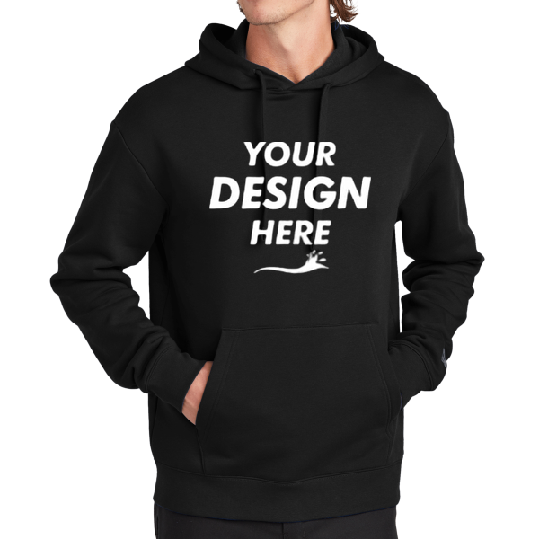 New Era Heritage Fleece Pullover Hoodie, Black, Front view, Mockup