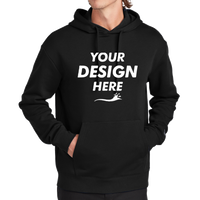 New Era Heritage Fleece Pullover Hoodie, Black, Front view, Mockup