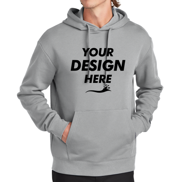 New Era Heritage Fleece Pullover Hoodie, Rainstorm Grey, Front view, Mockup