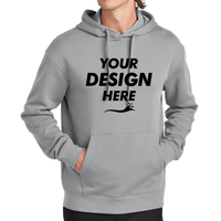 New Era Heritage Fleece Pullover Hoodie, Rainstorm Grey, Front view, Mockup