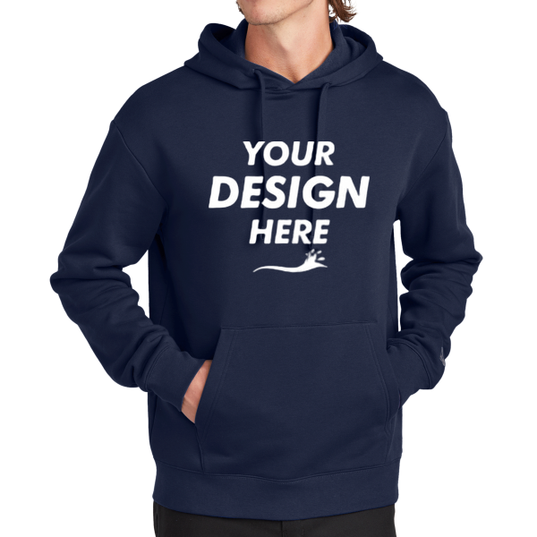 New Era Heritage Fleece Pullover Hoodie, True Navy, Front view, Mockup