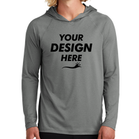 New Era Power Long Sleeve Hoodie, Shadow Grey Heather, Front view, Mockup