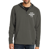 New Era STS 1/4 Zip Hoodie, Graphite, Front view, Mockup
