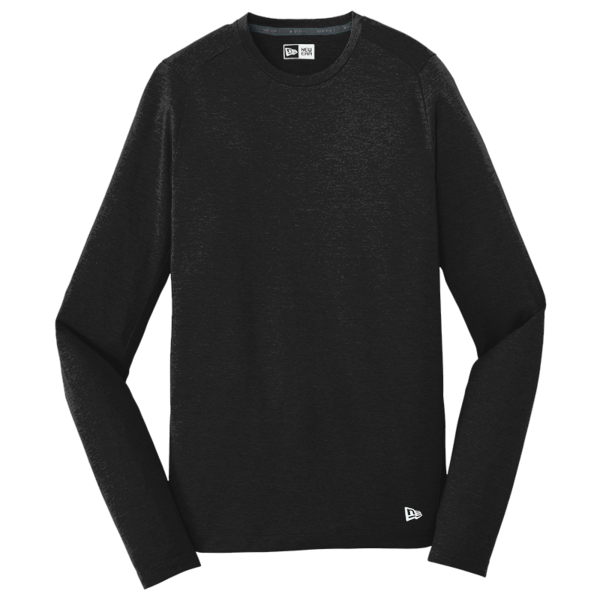 New Era Series Performance Long Sleeve Crew Tee, Black Solid, Front view