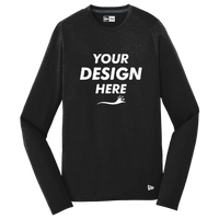 New Era Series Performance Long Sleeve Crew Tee, Black Solid, Front view, Mockup
