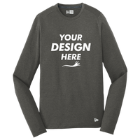 New Era Series Performance Long Sleeve Crew Tee, Graphite, Front view, Mockup