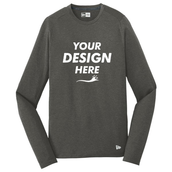 New Era Series Performance Long Sleeve Crew Tee, Graphite, Front view, Mockup