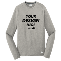 New Era Series Performance Long Sleeve Crew Tee, Rainstorm Grey, Front view, Mockup