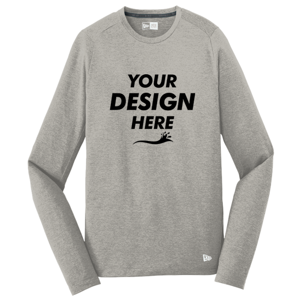 New Era Series Performance Long Sleeve Crew Tee, Rainstorm Grey, Front view, Mockup