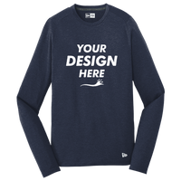 New Era Series Performance Long Sleeve Crew Tee, True Navy, Front view, Mockup