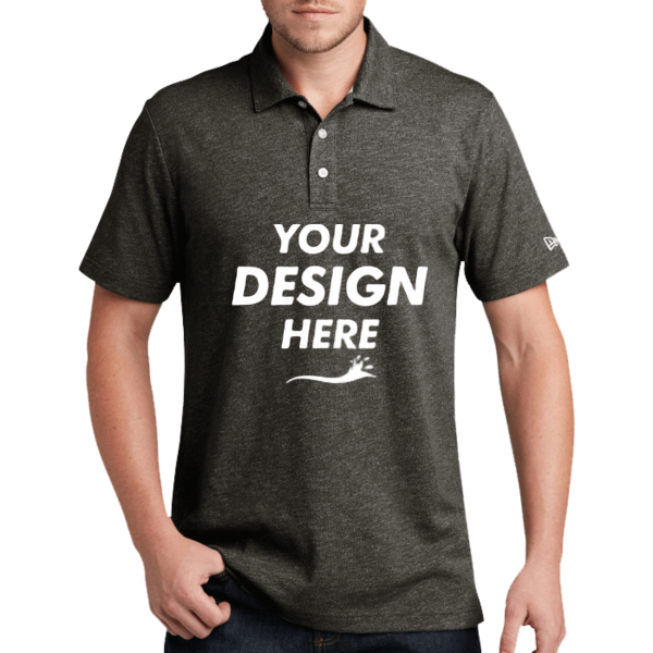 New Era Slub Twist Polo, Black Twist, Front view, Mockup