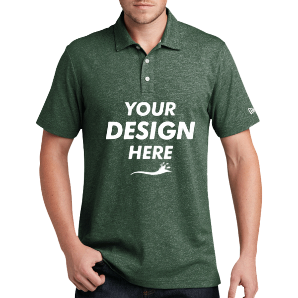 New Era Slub Twist Polo, Dark Green Twist, Front view, Mockup