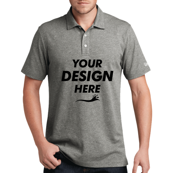 New Era Slub Twist Polo, Shadow Grey Twist, Front view, Mockup