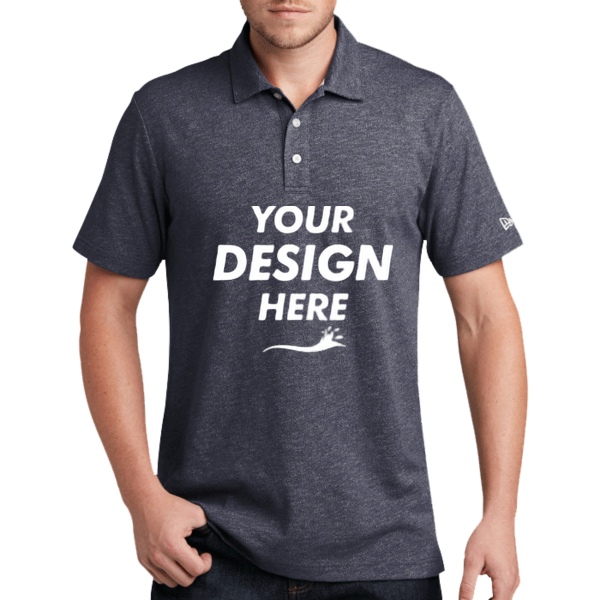 New Era Slub Twist Polo, True Navy Twist, Front view, Mockup