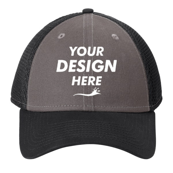 New Era Snapback Contrast Front Mesh Cap, Charcoal / Black, Front view, Mockup