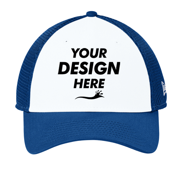 New Era Snapback Contrast Front Mesh Cap, Flag White / Royal, Front view, Mockup