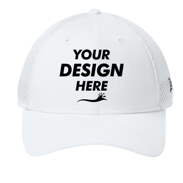 New Era Snapback Contrast Front Mesh Cap, Flag White / White, Front view, Mockup