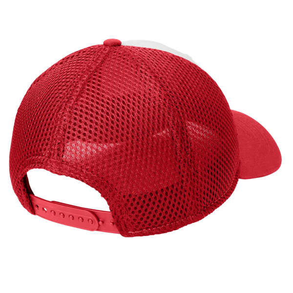 New Era Snapback Contrast Front Mesh Cap, White / Scarlet Red, Back view
