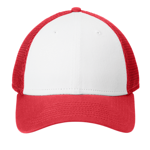 New Era Snapback Contrast Front Mesh Cap, White / Scarlet Red, Front view