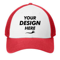 New Era Snapback Contrast Front Mesh Cap, White / Scarlet Red, Front view, Mockup