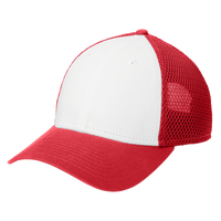 New Era Snapback Contrast Front Mesh Cap, White / Scarlet Red, Left Side view