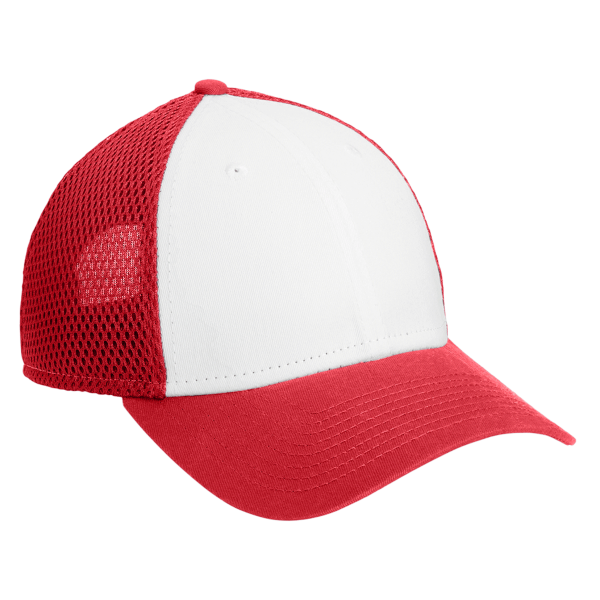 New Era Snapback Contrast Front Mesh Cap, White / Scarlet Red, Right Side view
