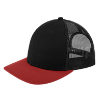 New Era Snapback Low Profile Trucker Cap, Black / Scarlet, Left Side view